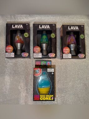 Needoh Ice Cream Cone (One Randomly Selected) & 3 Mini Lava Lamp Squish & Flow